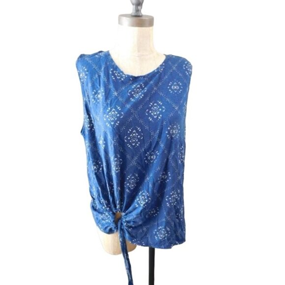 Lucky Brand Size XL Knit Tie Front Boho Casual Top - Picture 1 of 3